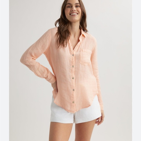 BDG Light Peach Pink Sheer Long Sleeve Button Down Shirt Women’s Size Small - Picture 1 of 6